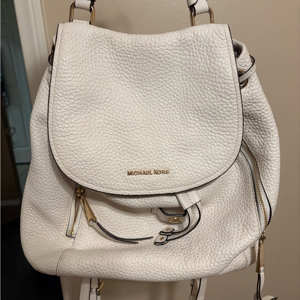 Michael Kors Pebbled White Backpack